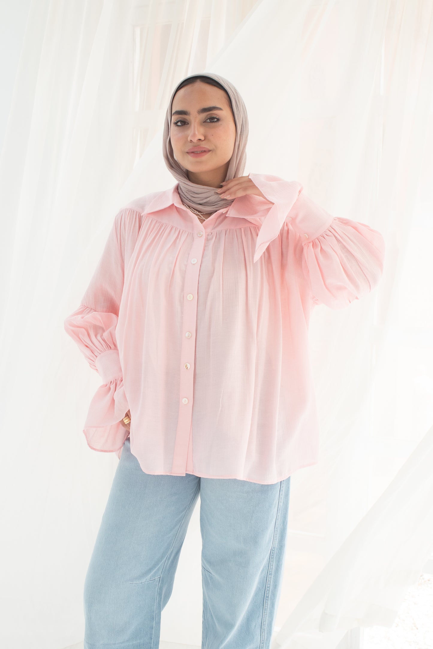 Memy fluffy blouse in light pink