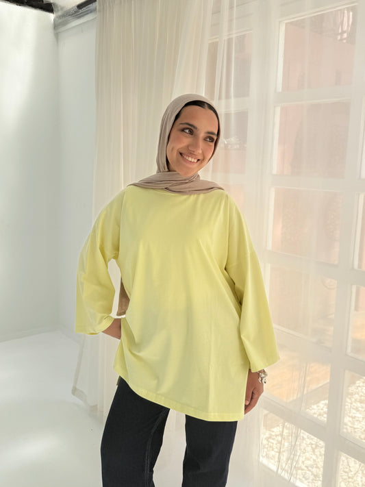 Cotton T-shirt in Yellow