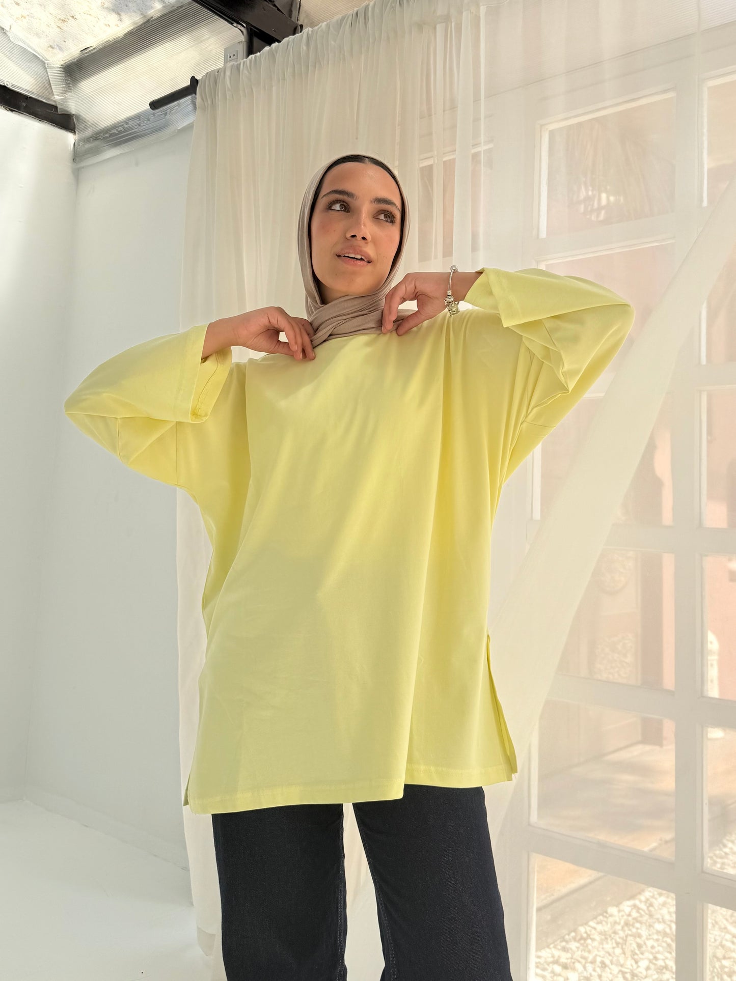 Cotton T-shirt in Yellow