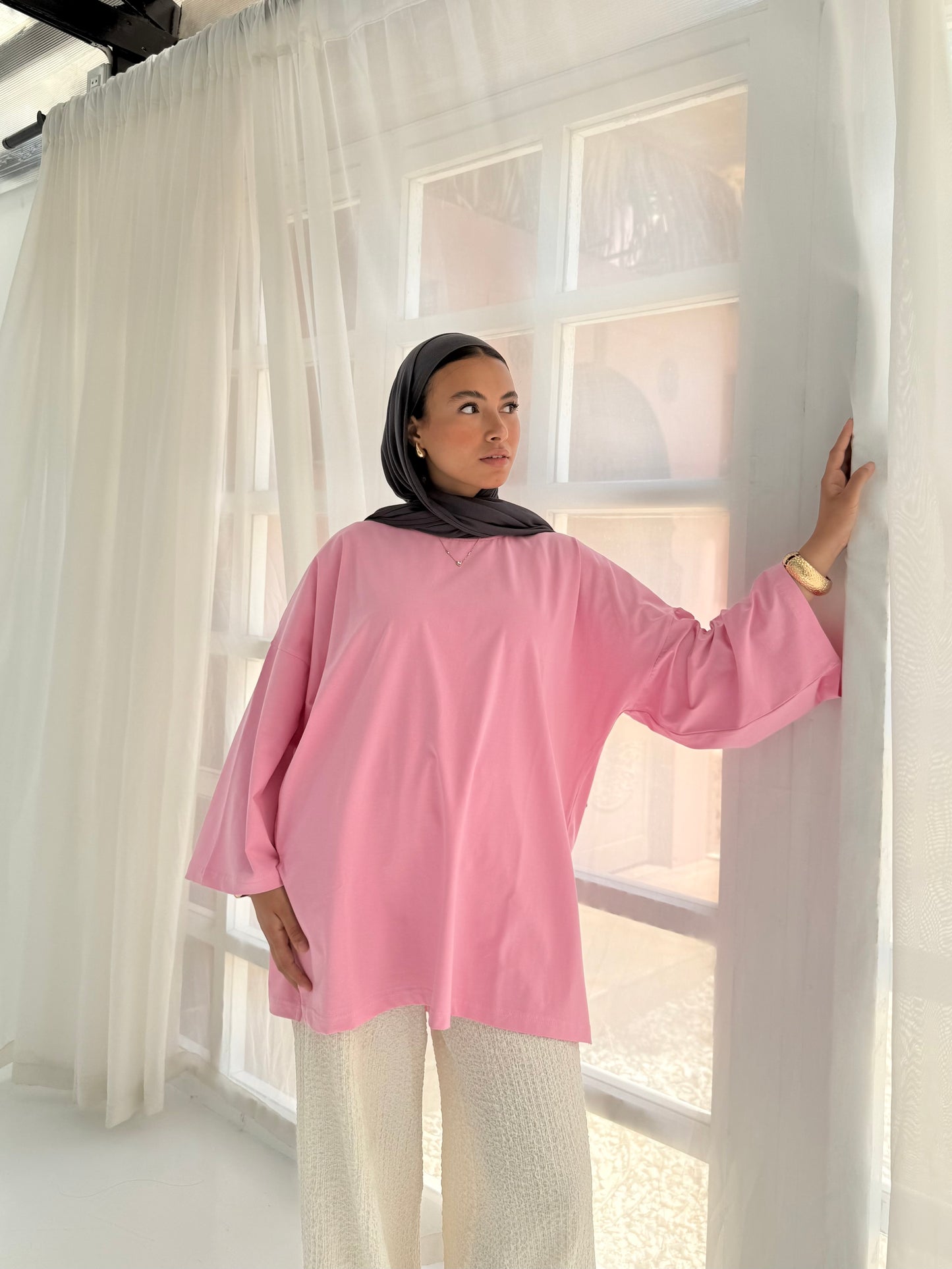 Cotton T-shirt in Pink