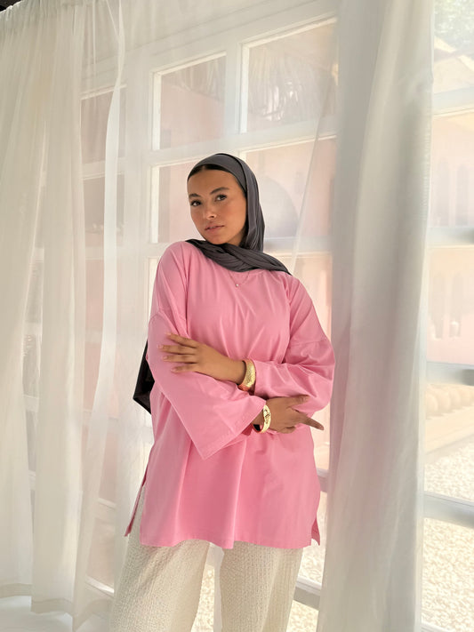Cotton T-shirt in Pink