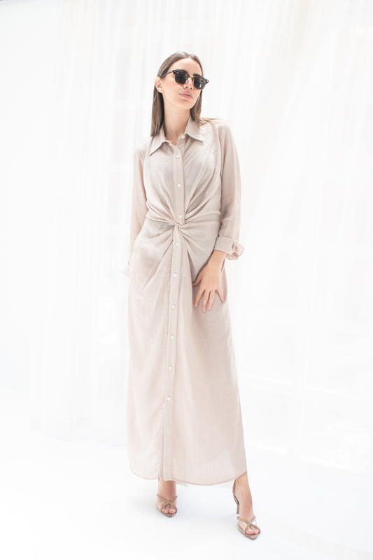 (Soli dress)Beige glass (Linen Mixed with Silk)dress
