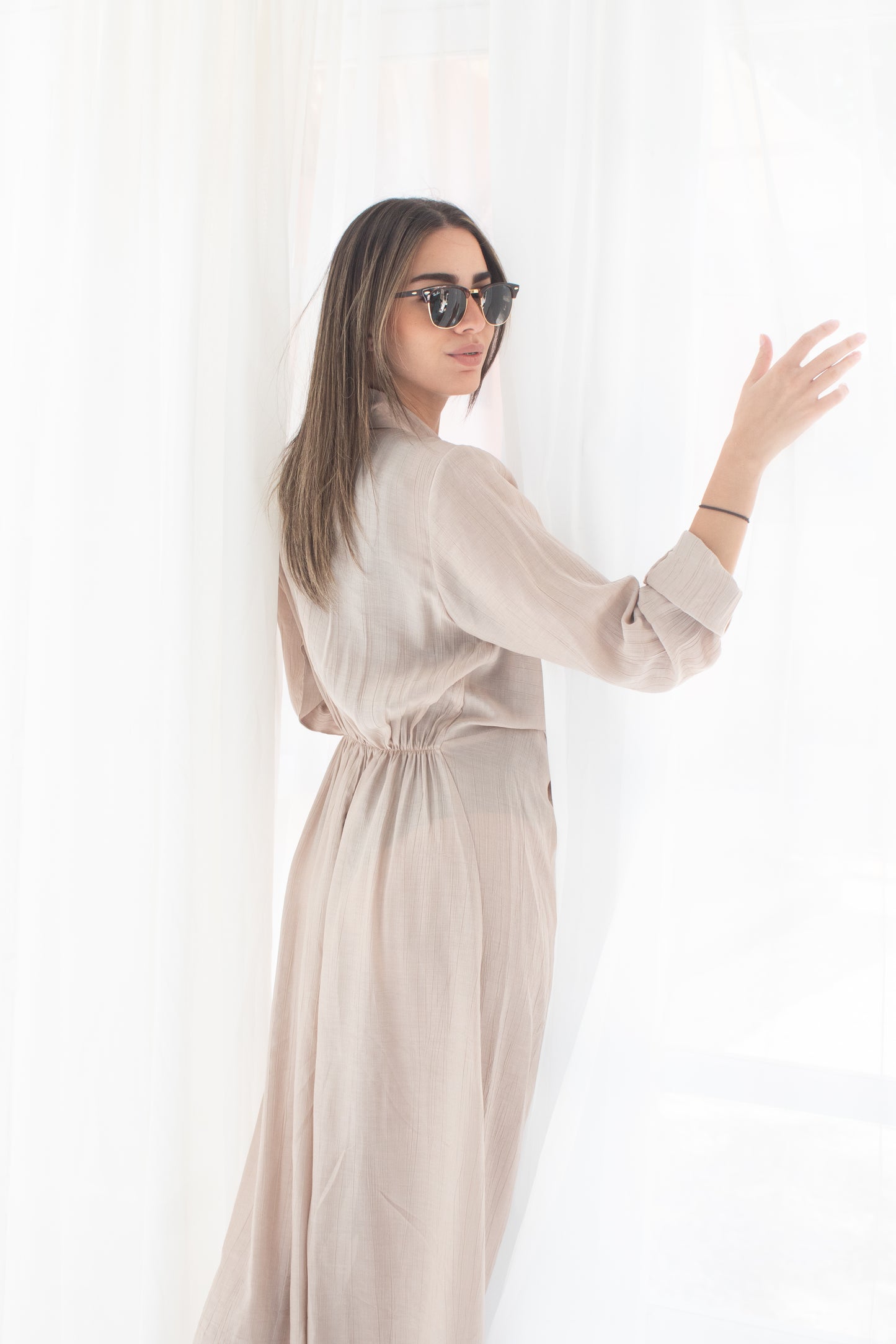 (Soli dress)Beige glass (Linen Mixed with Silk)dress