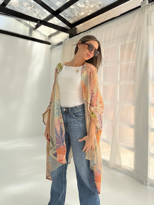 Colorful linen free size cardigan