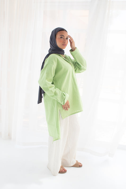 Linen shirt in lime green