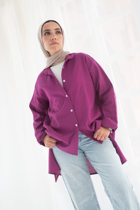 Linen shirt in hot velvet