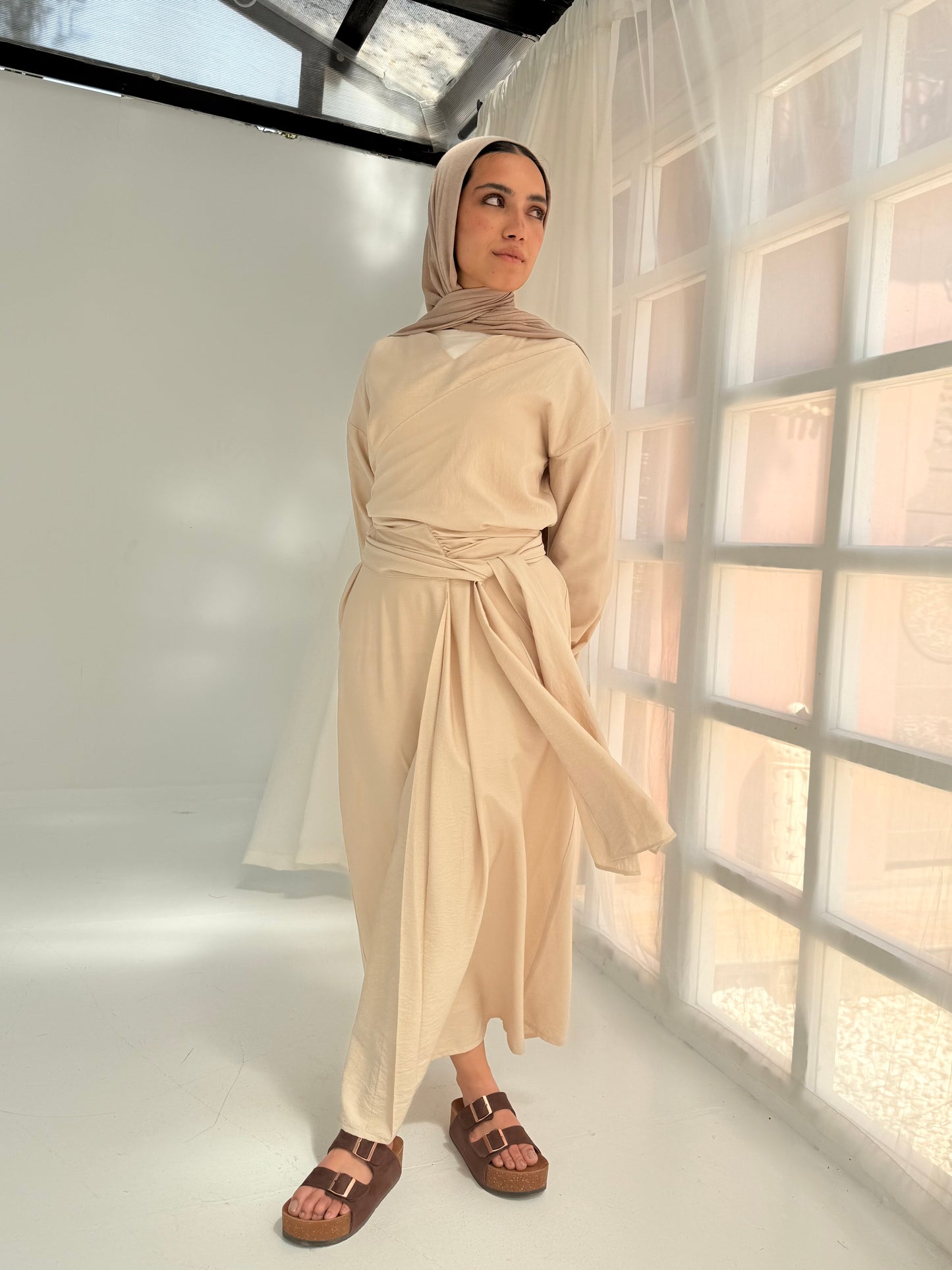 Greece linen dress in beige