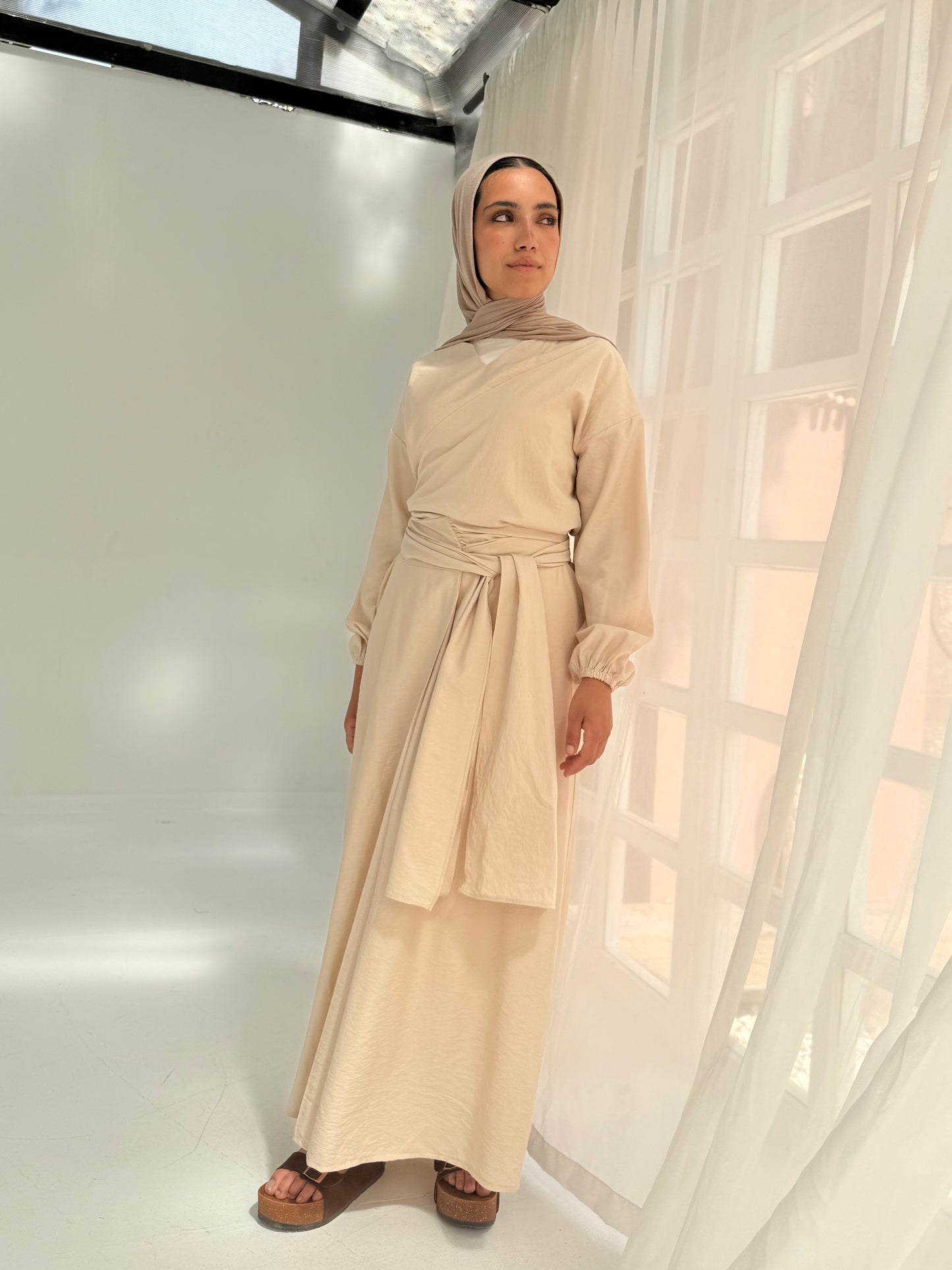 Greece linen dress in beige