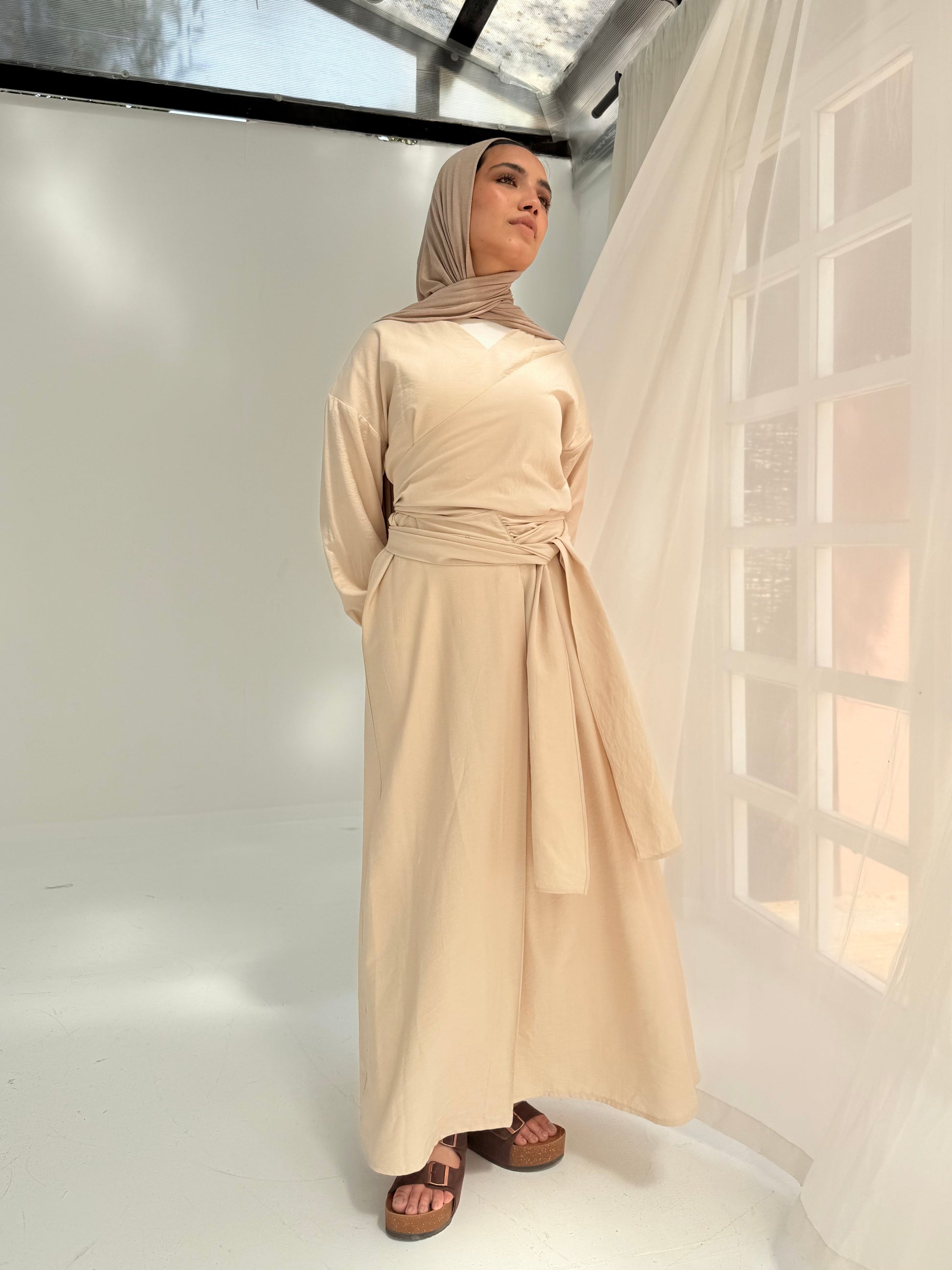 Greece linen dress in beige Greece linen dress in beige