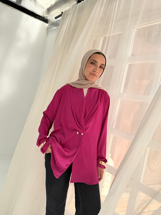 Hot pink satin bubble jacket