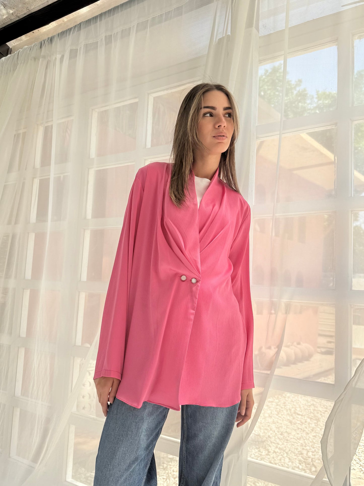 Pink satin bubble  jacket