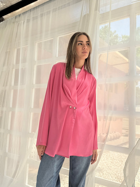 Pink satin bubble  jacket