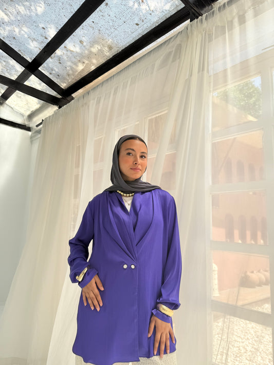 Blue violet satin bubble  jacket