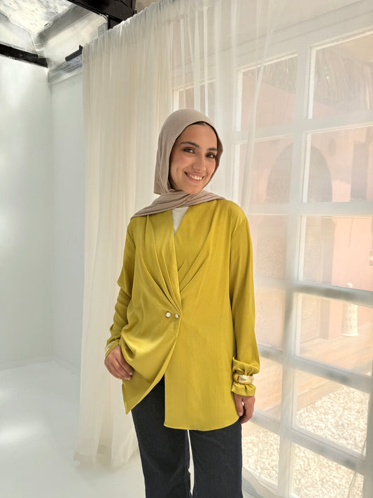 Yellow satin bubble jacket
