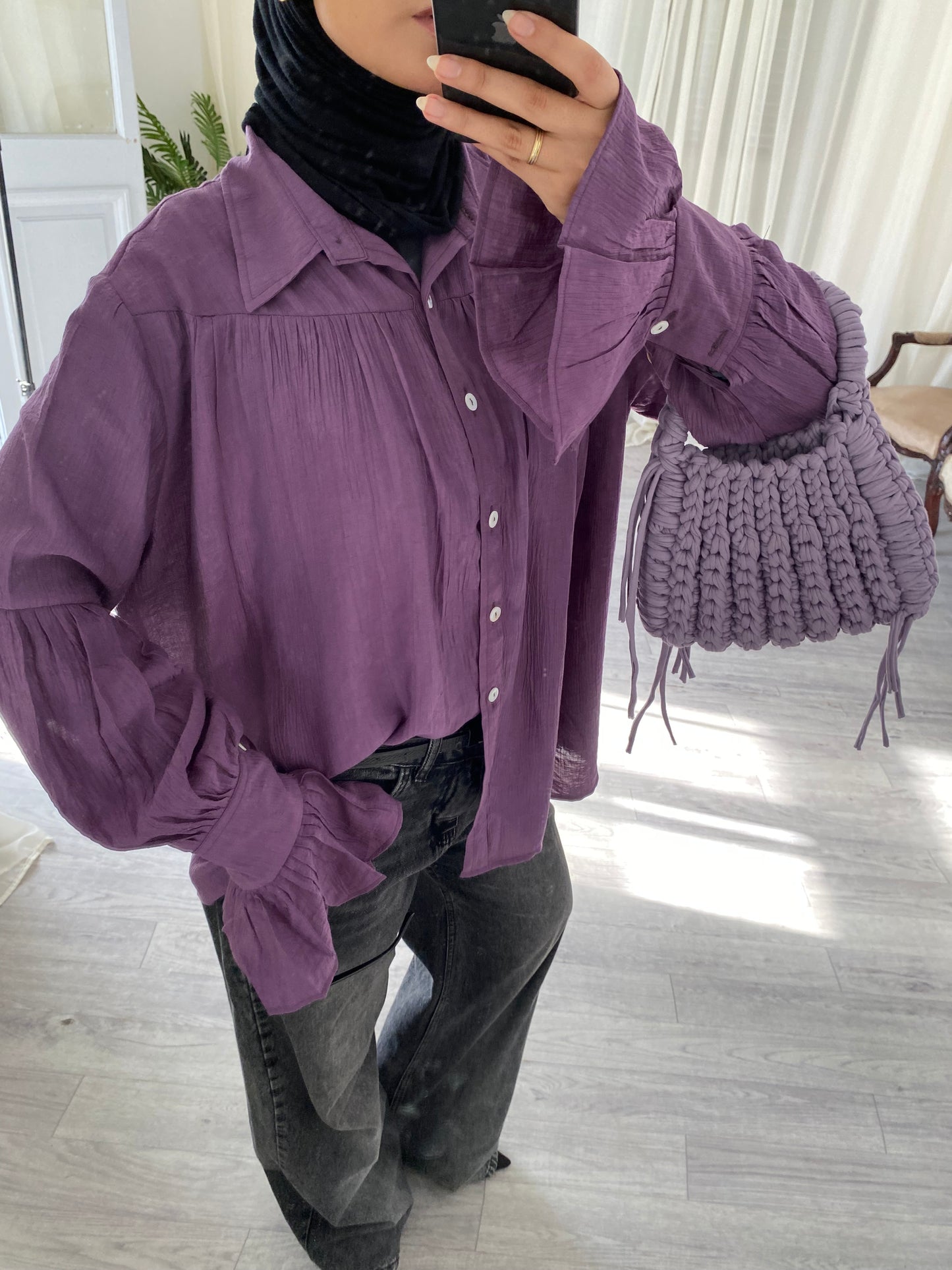 Memy fluffy blouse in purple