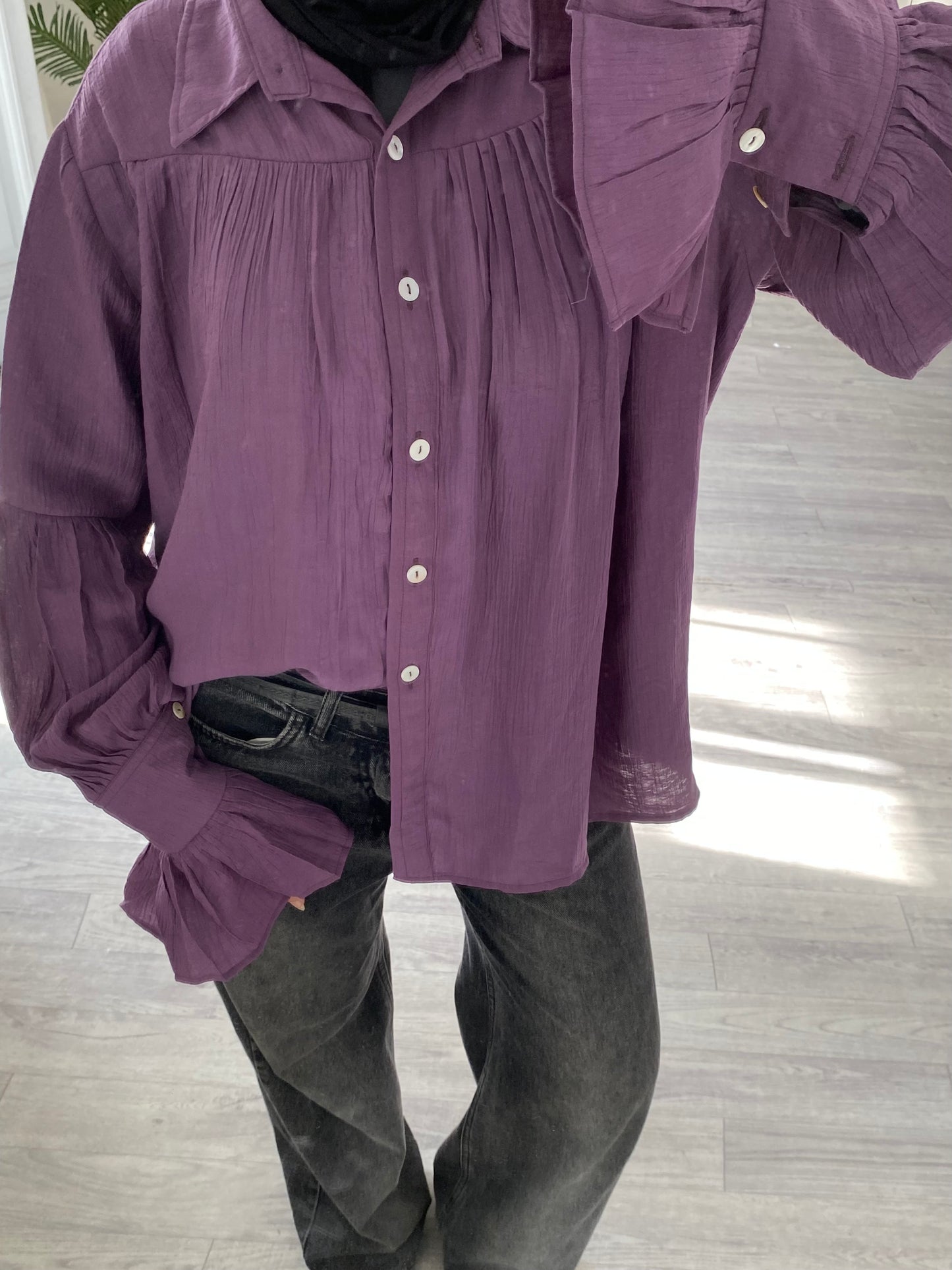 Memy fluffy blouse in purple