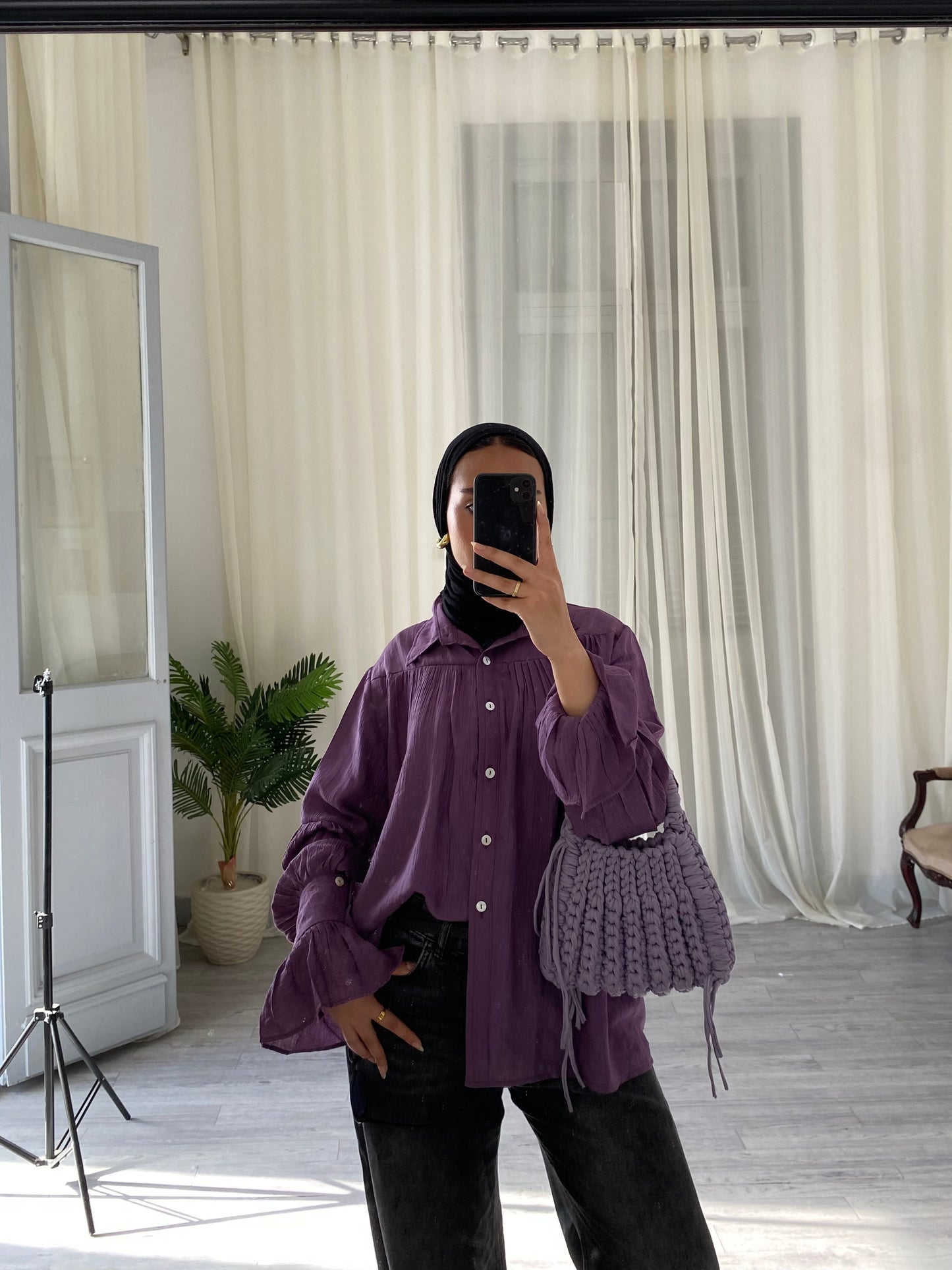 Memy fluffy blouse in purple