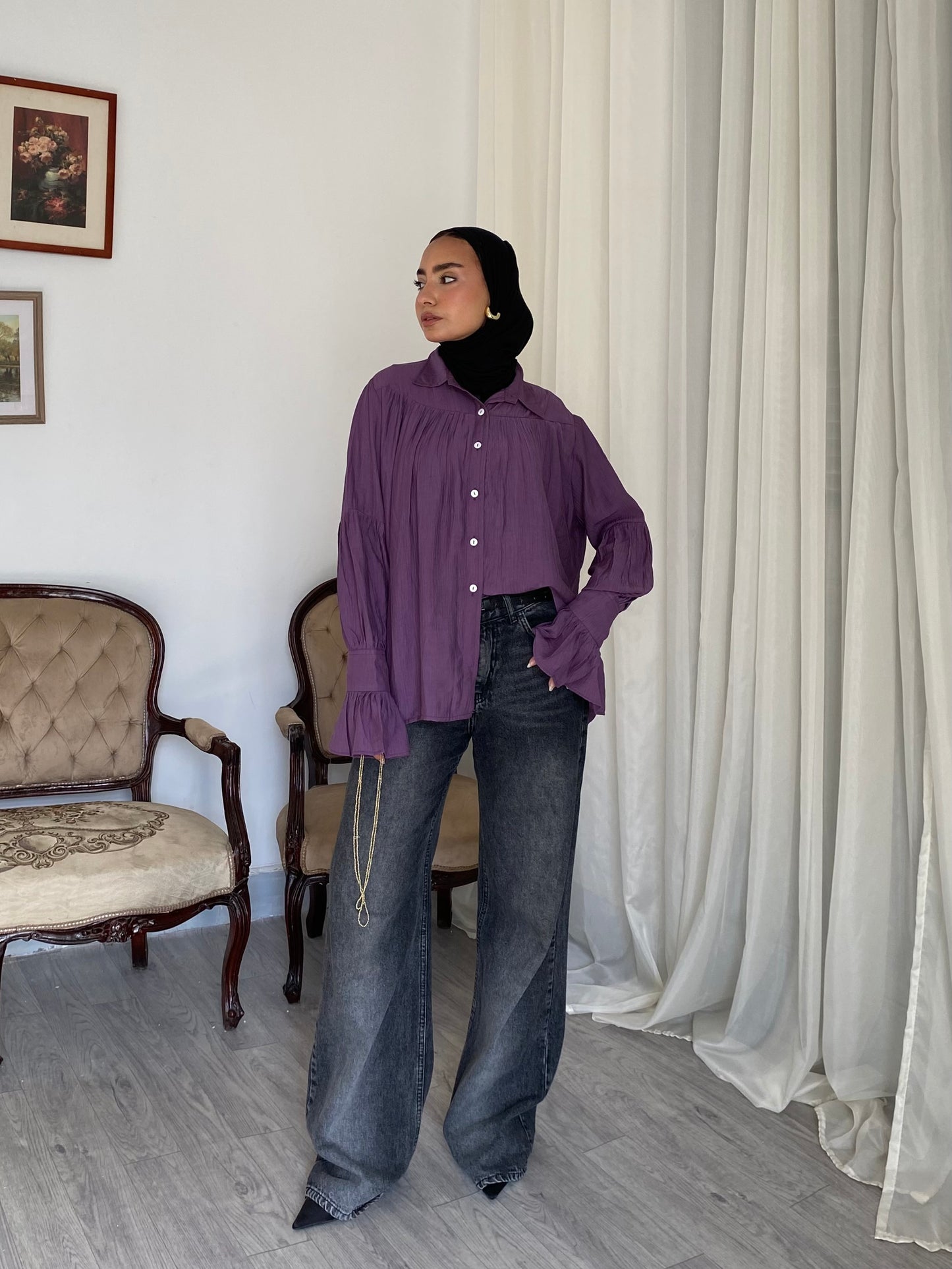 Memy fluffy blouse in purple