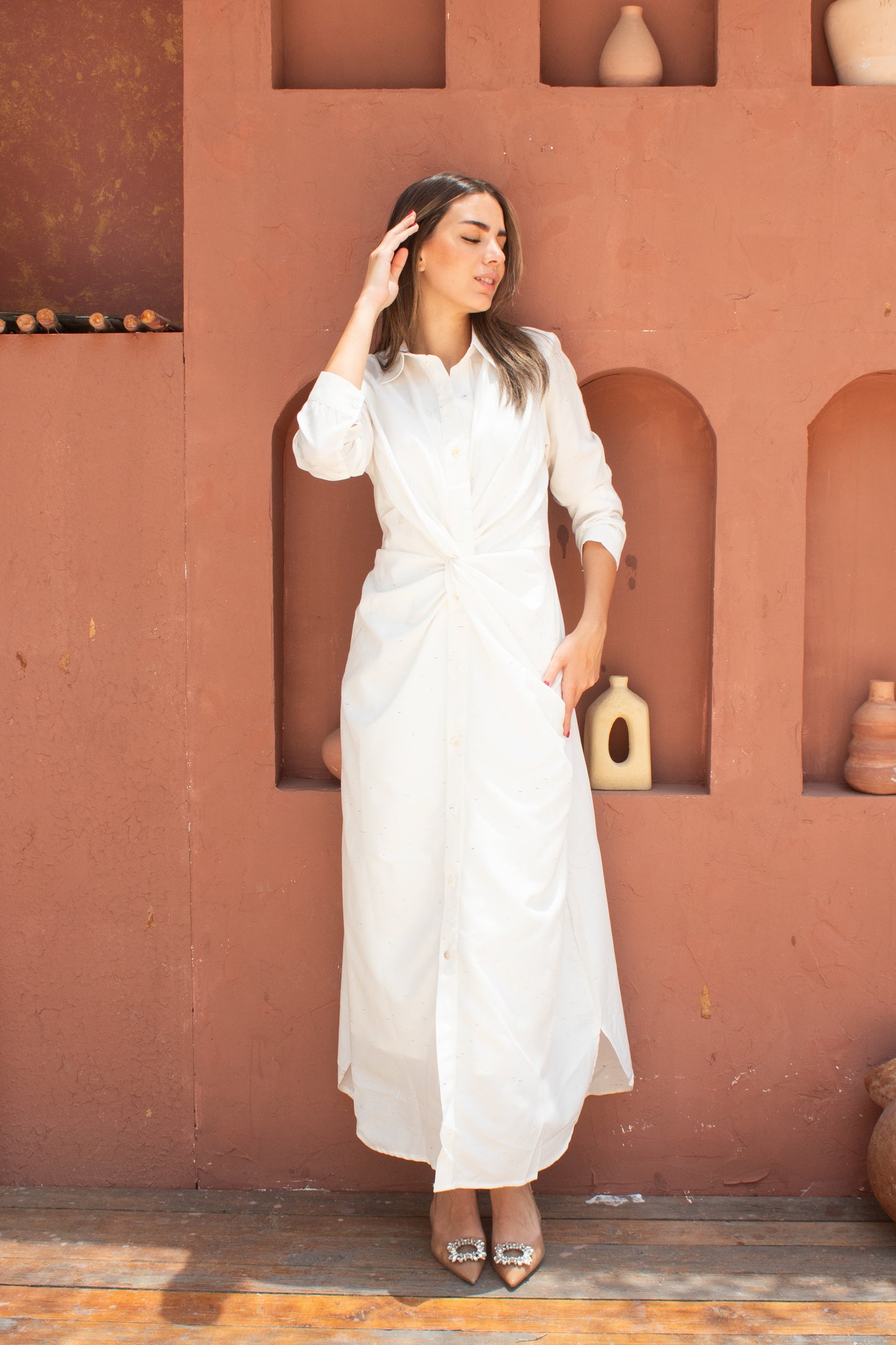 ( Soli dress) white poplin dress