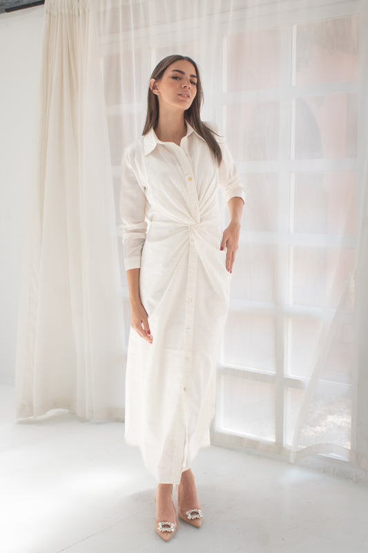 ( Soli dress) white poplin dress