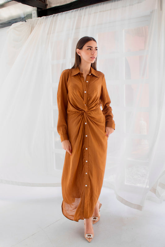 ( Soli dress) Havana glass (Linen Mixed with Silk)dress