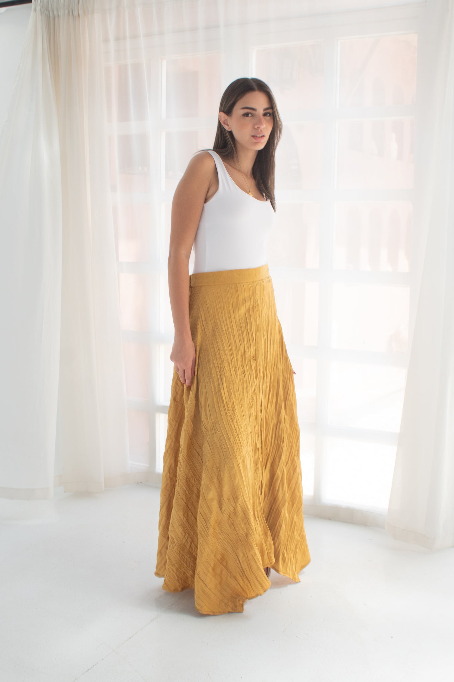 Crushed skirt in Yellow