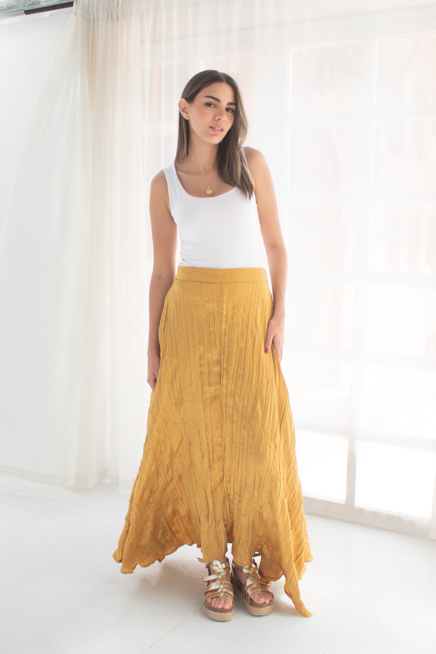 Crushed skirt in Yellow