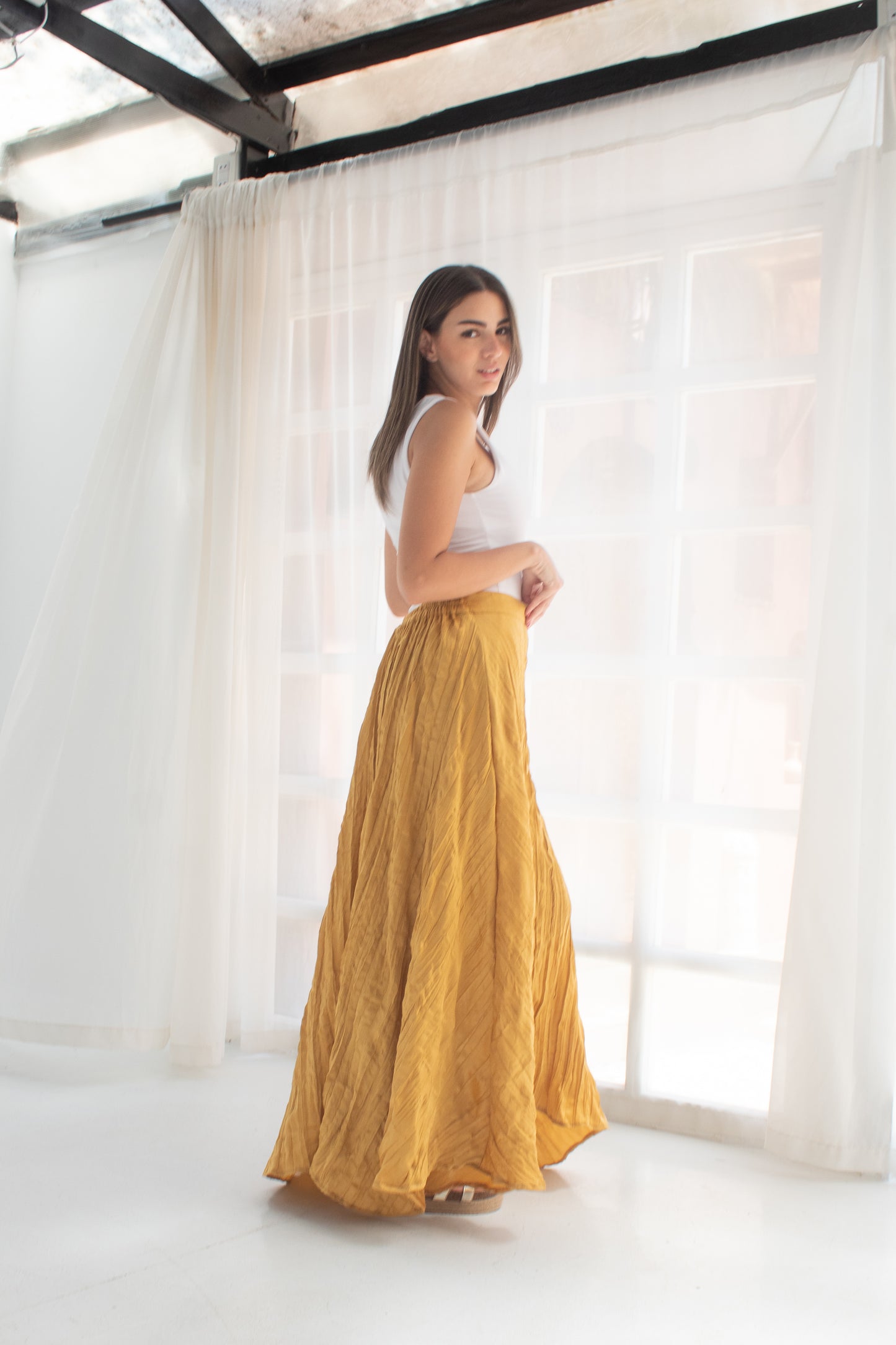 Crushed skirt in Yellow