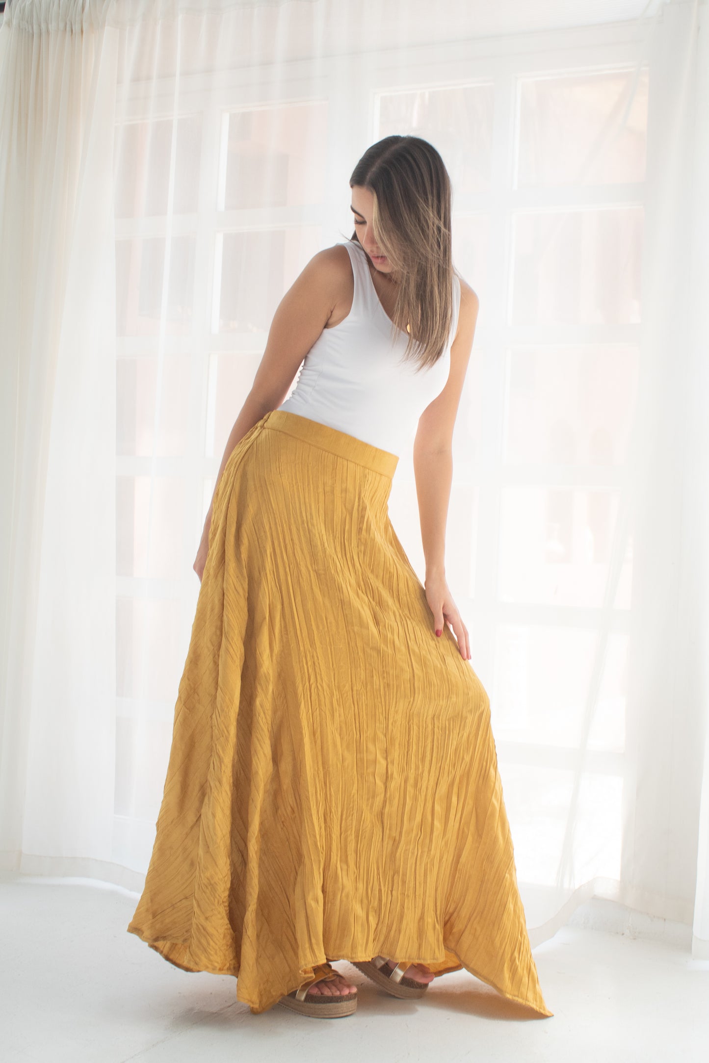 Crushed skirt in Yellow