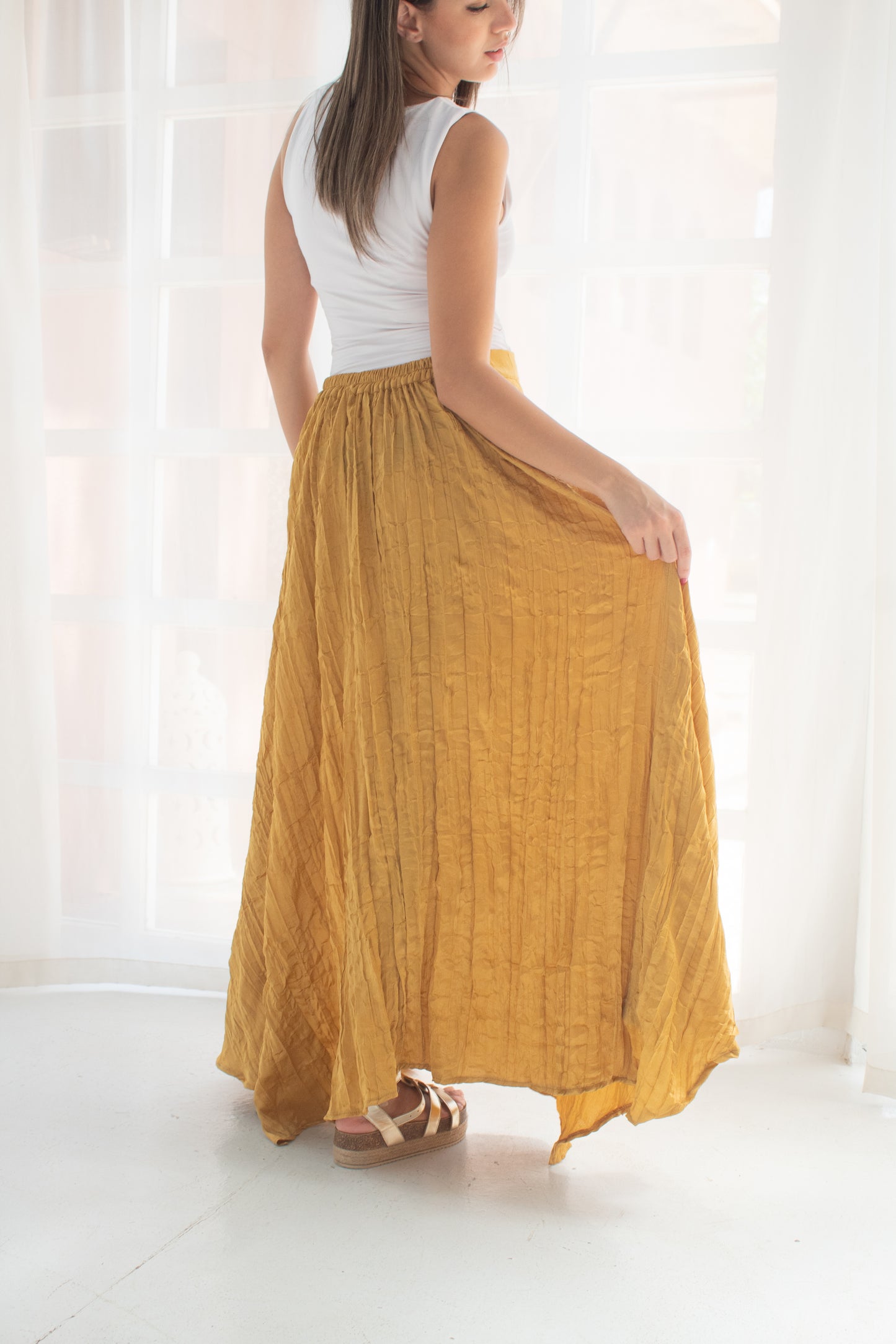 Crushed skirt in Yellow