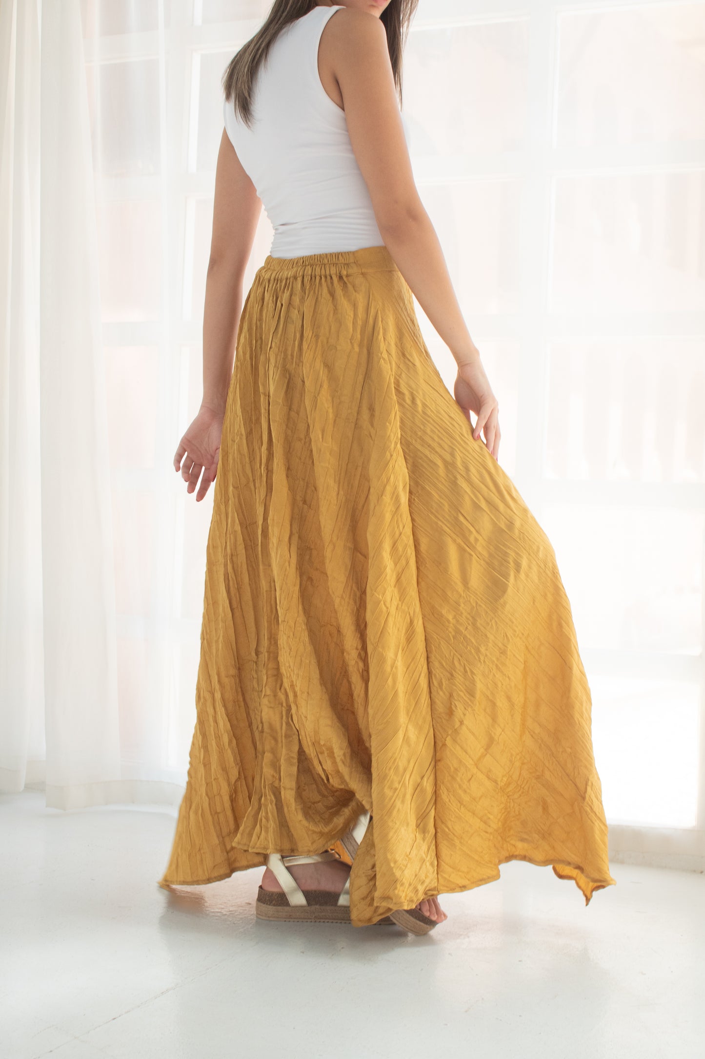 Crushed skirt in Yellow
