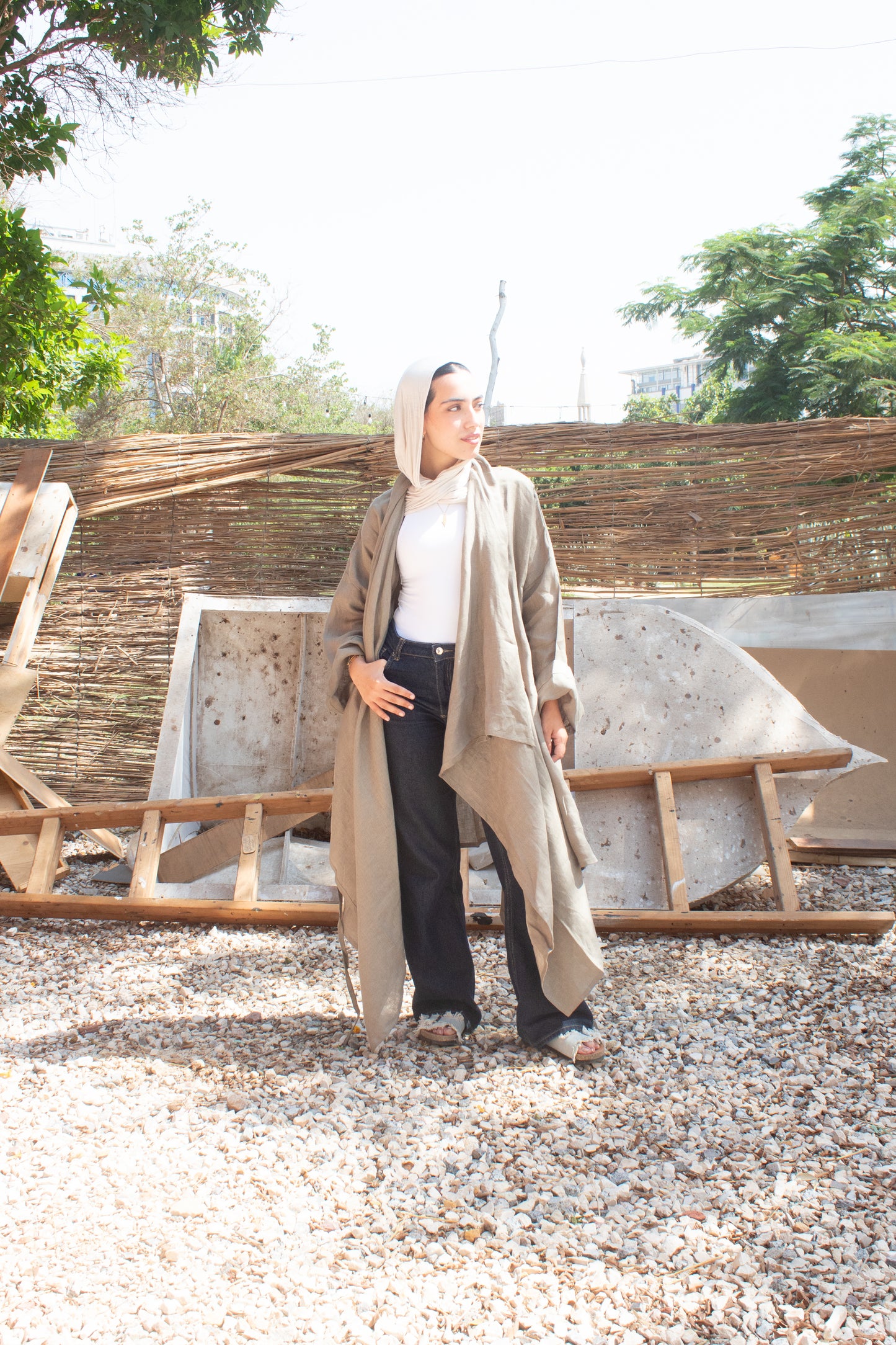 Butterfly olive pure linen cardigan