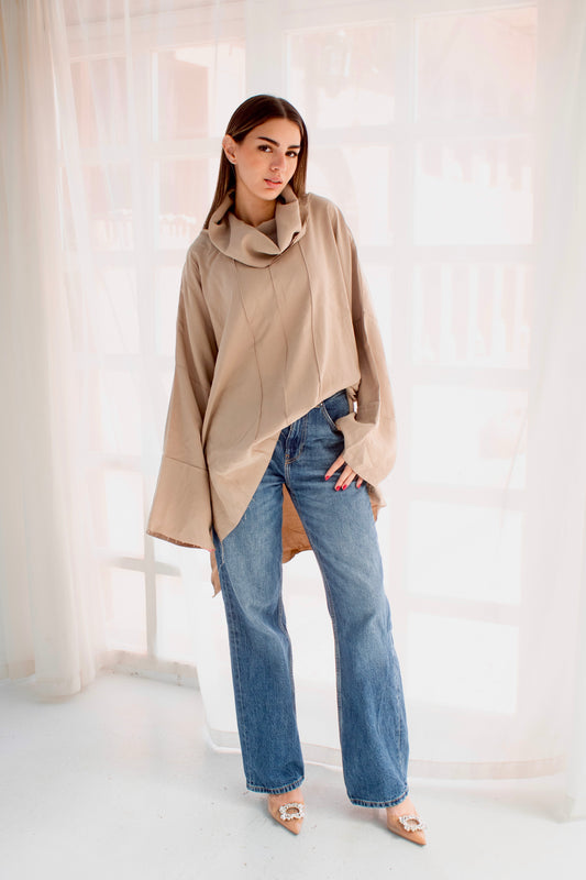 Coffee unfinished boho blouse
