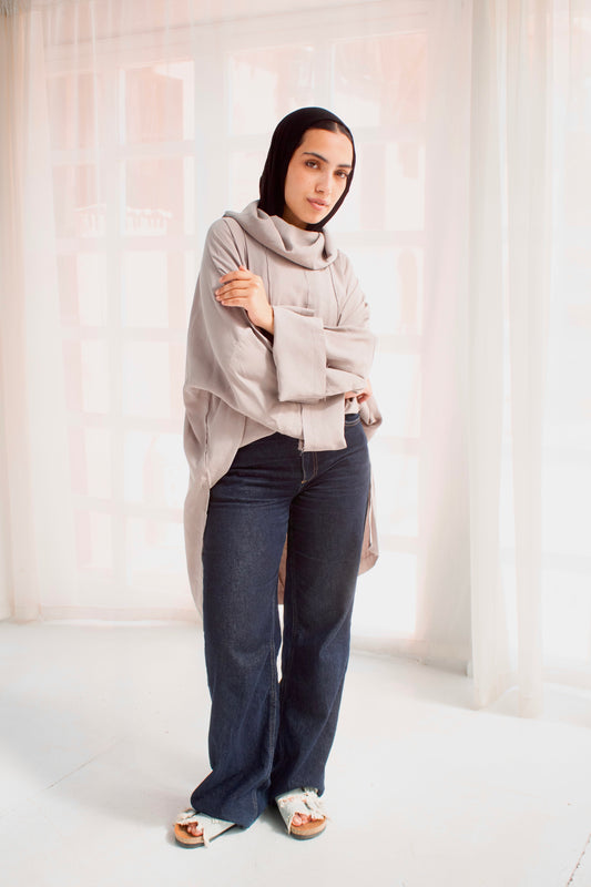 Grayish unfinished Boho blouse