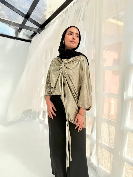 Soirée golden jersey blouse