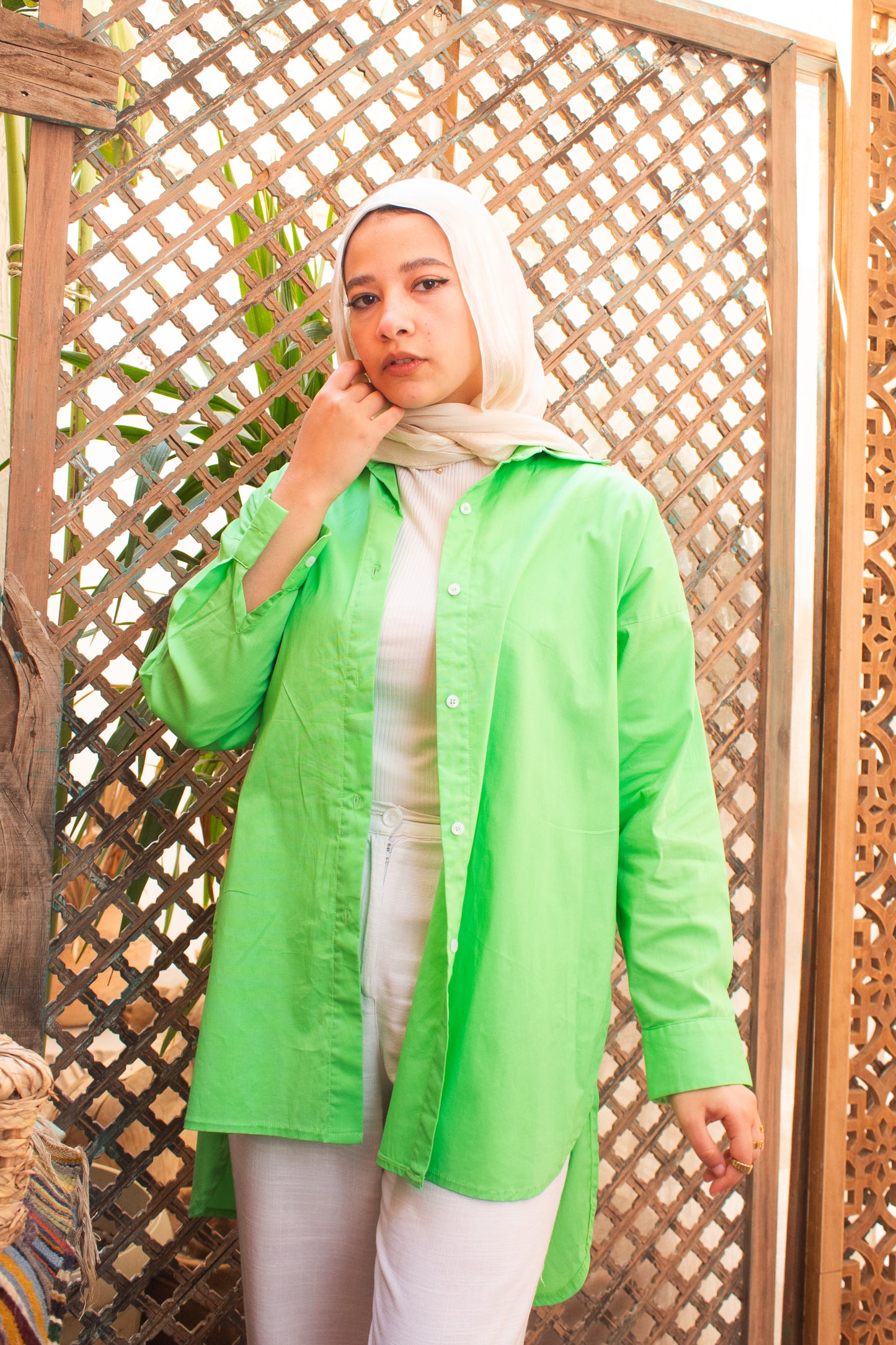 Green Basic Poplin Shirt