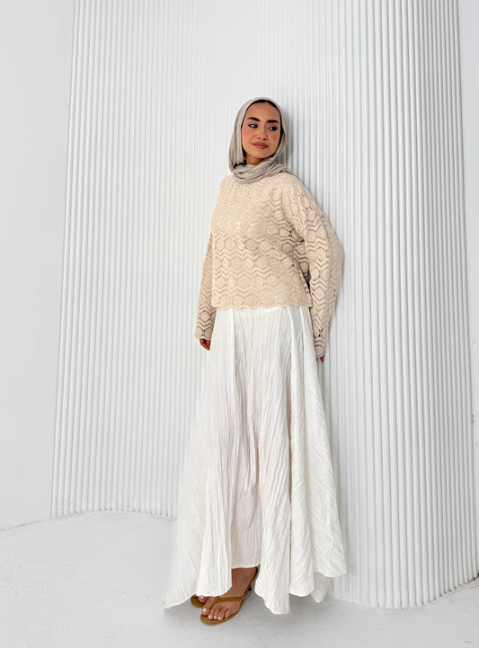 Crushed skirt in shimmered White
