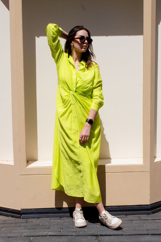 Limon green Linen dress