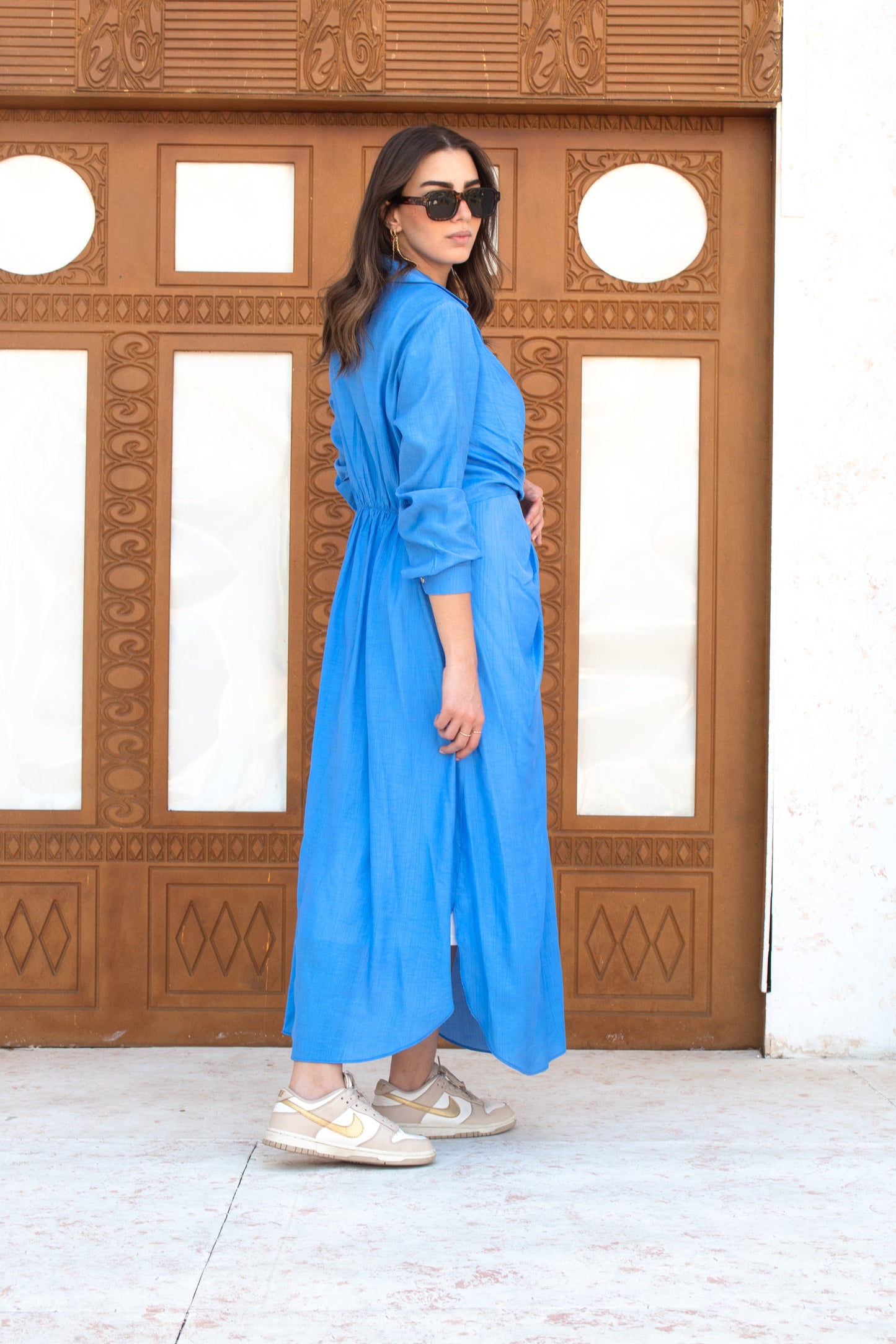 Blue glass (Linen Mixed with Silk)dress