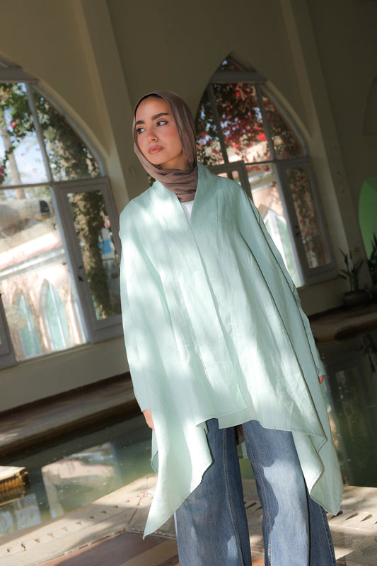 Fatima cardigan pure linen in cool mint