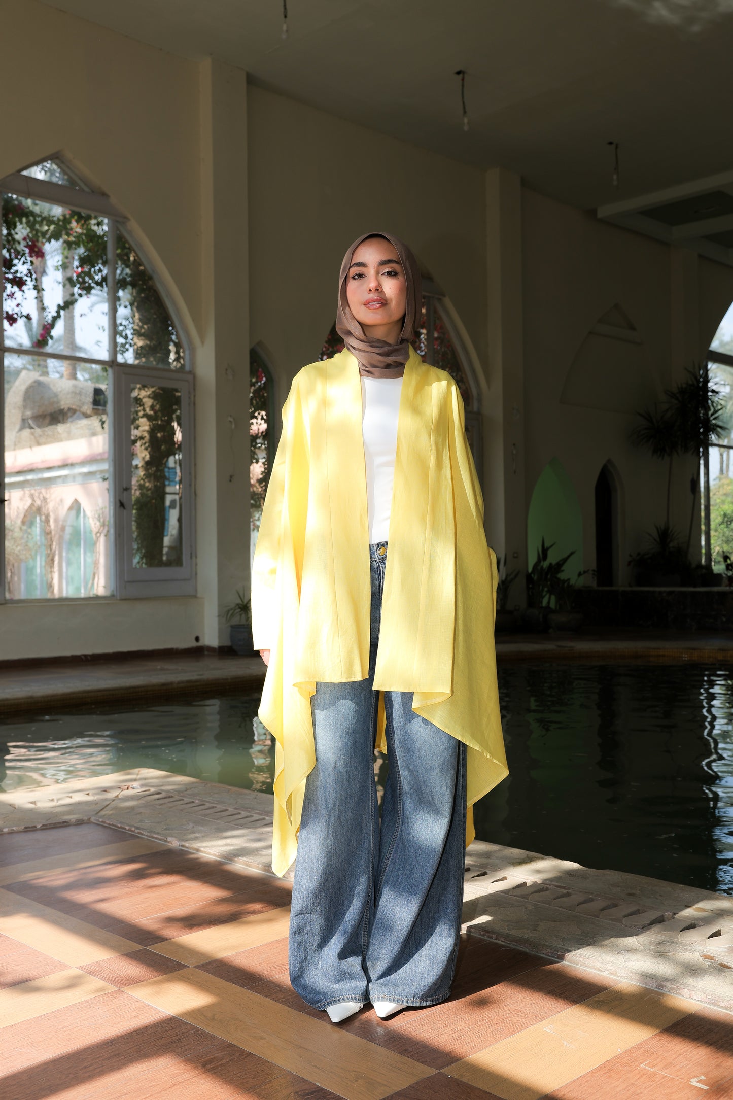 Fatima cardigan pure linen in Yellow