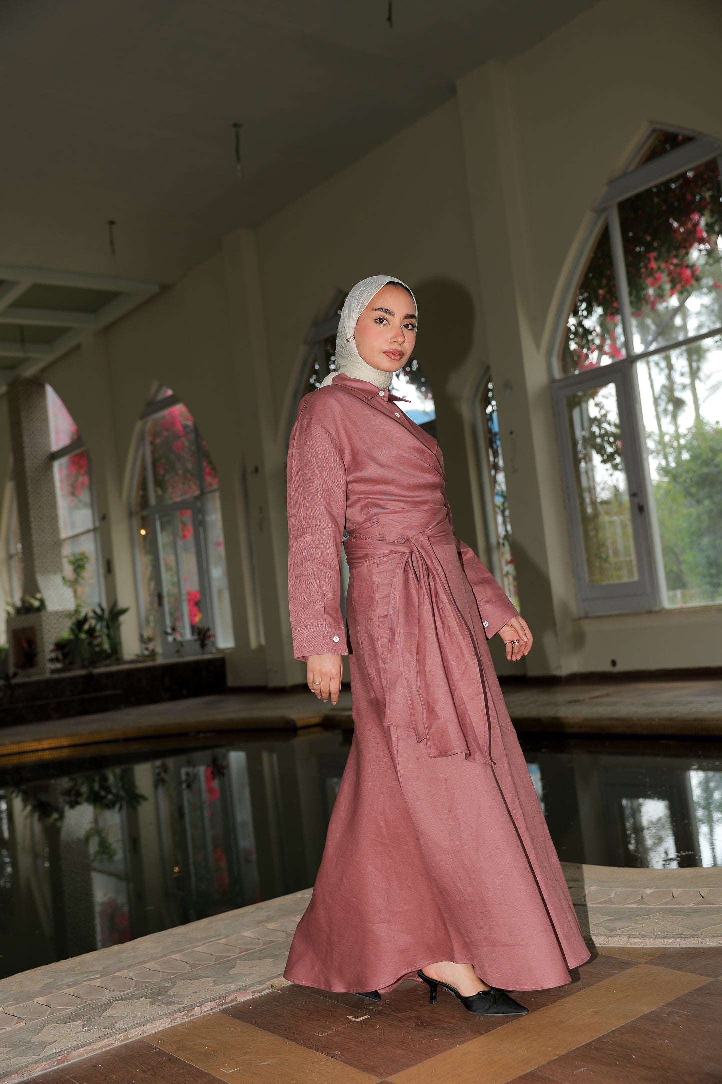 feminine set In Rosewood pure linen