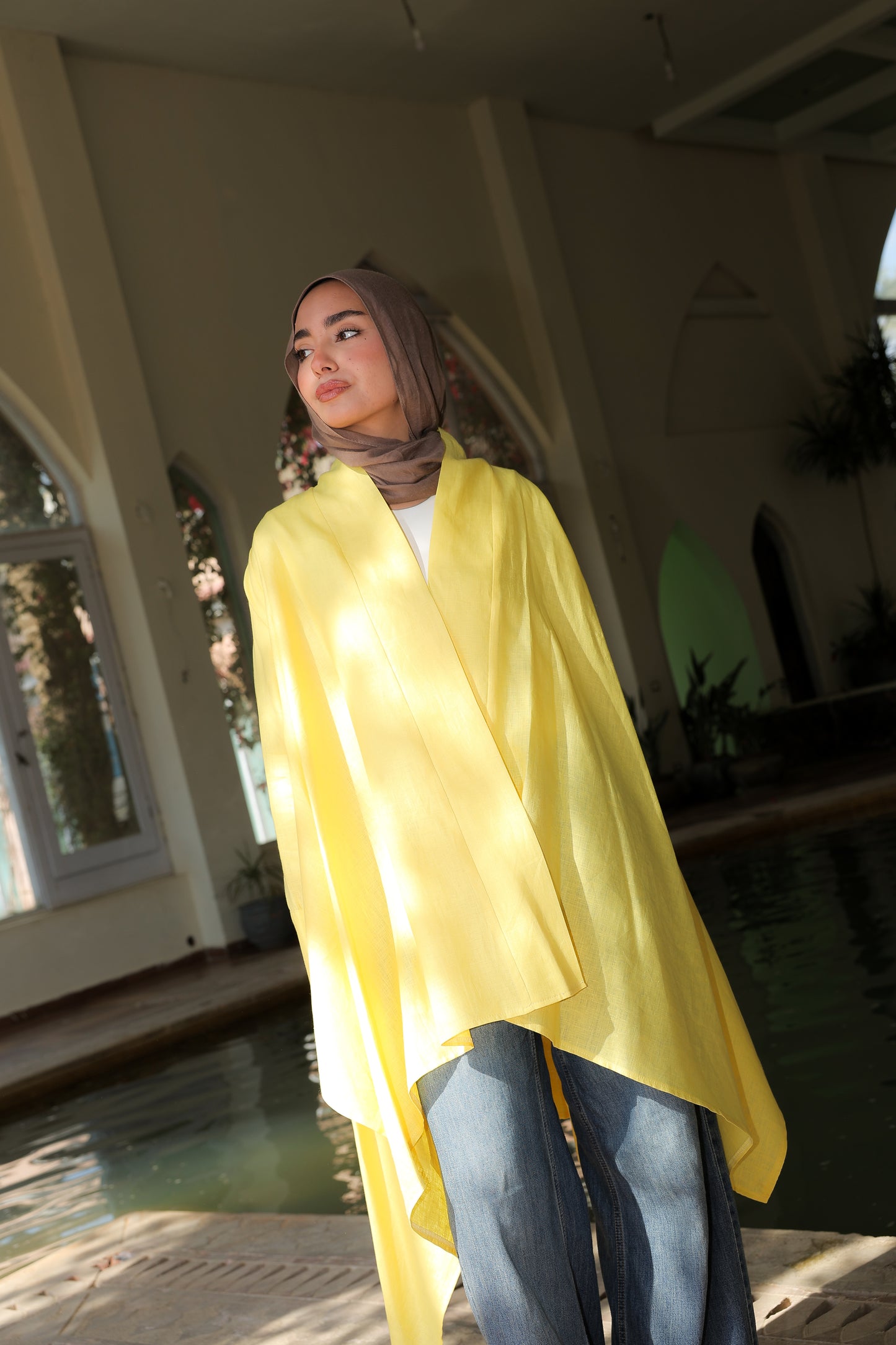 Fatima cardigan pure linen in Yellow