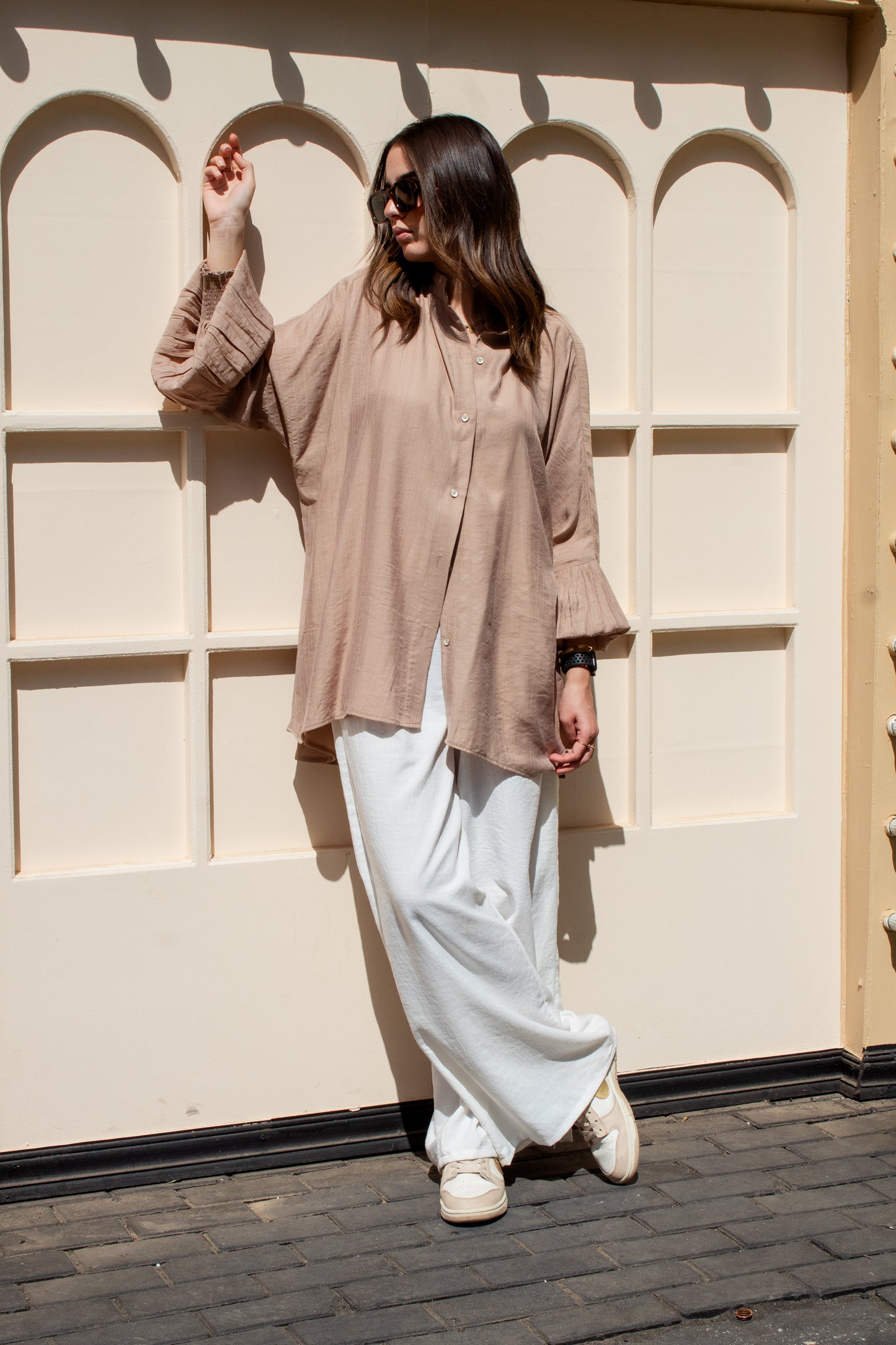 Beige linen free size blouse