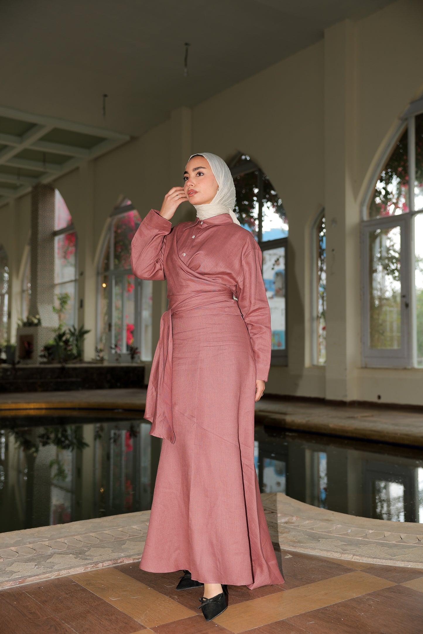 feminine set In Rosewood pure linen