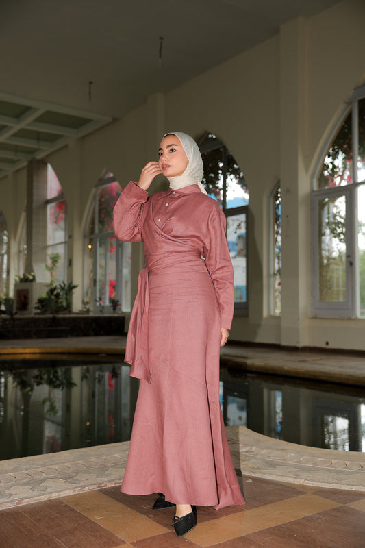 feminine set In Rosewood pure linen