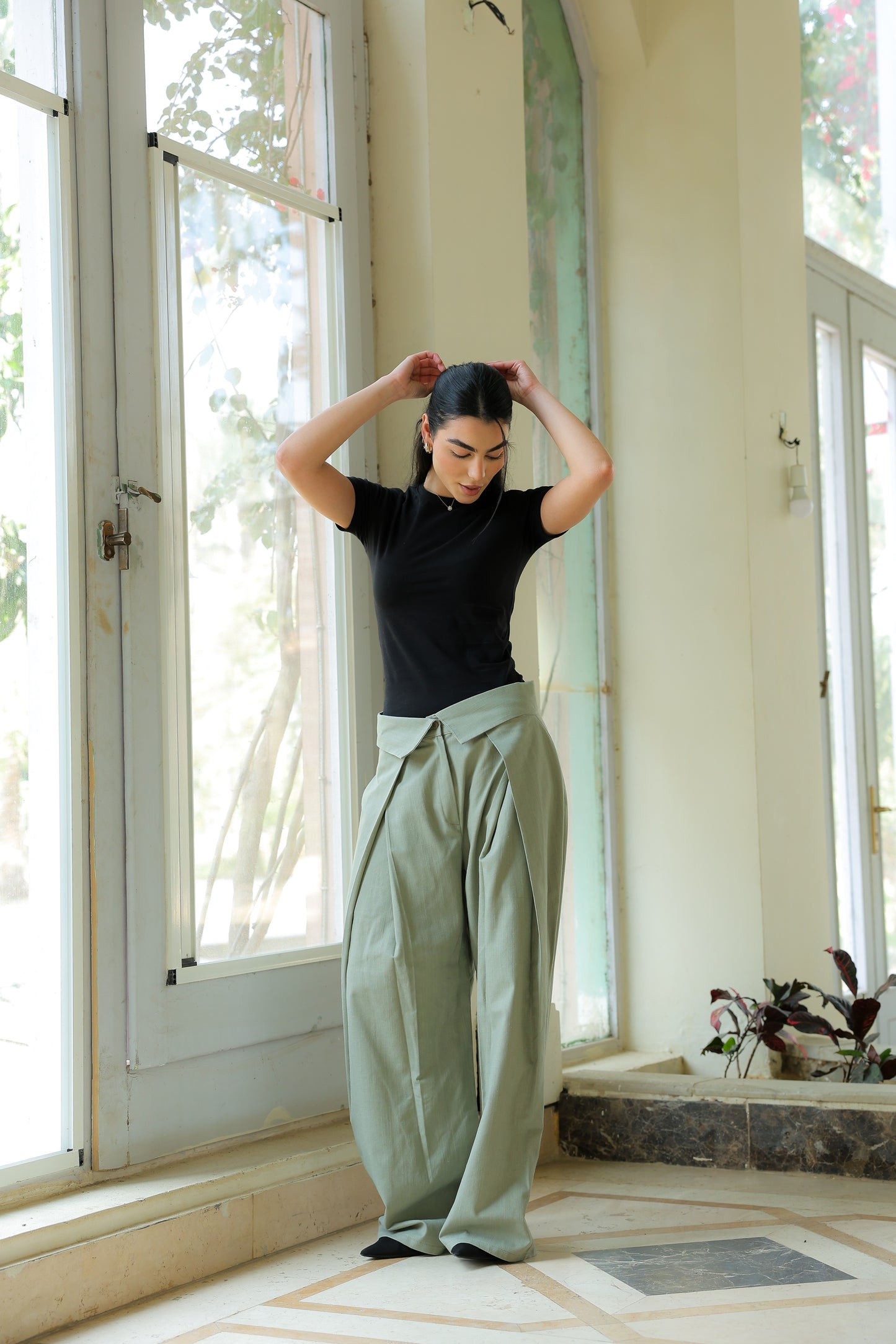 Matteo pants in linen mint