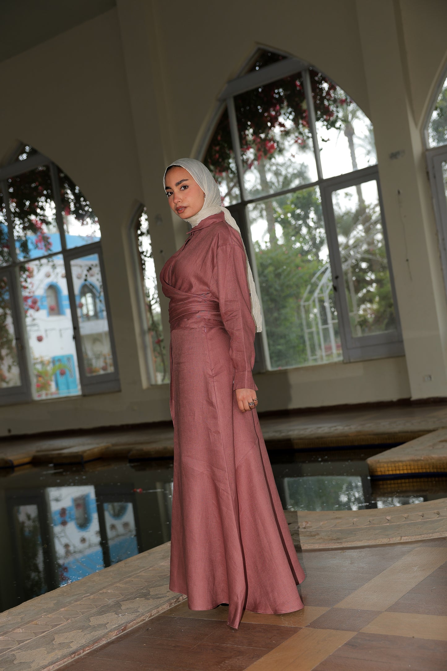 feminine set In Rosewood pure linen