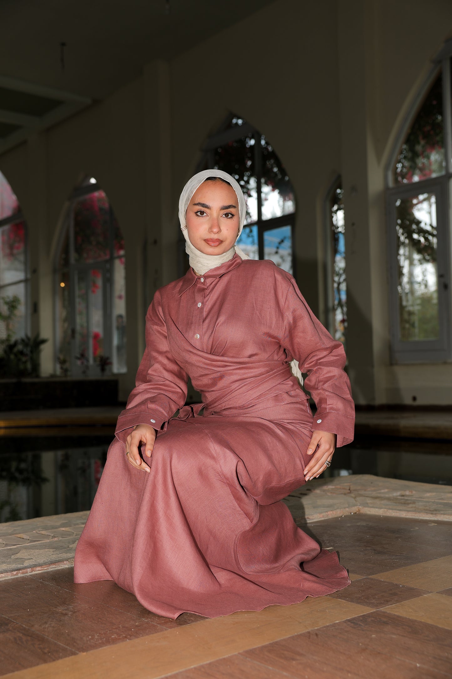 feminine set In Rosewood pure linen