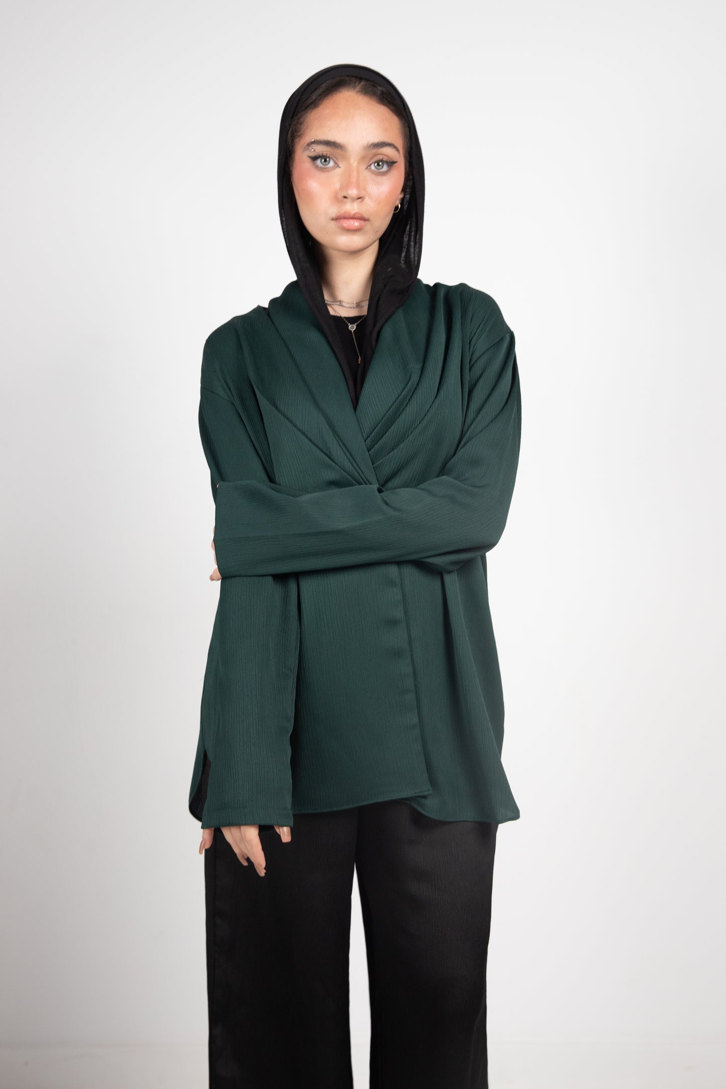 Olive Satin Bubble Jacket